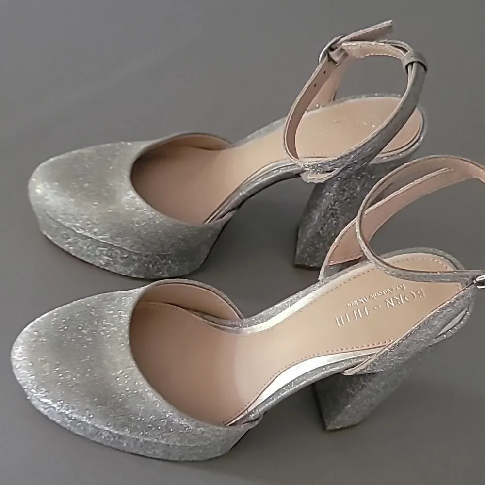 Born on Fifth x Antonio Melani Liv Metallic Glitter Closed Toe Platform Pumps 8M